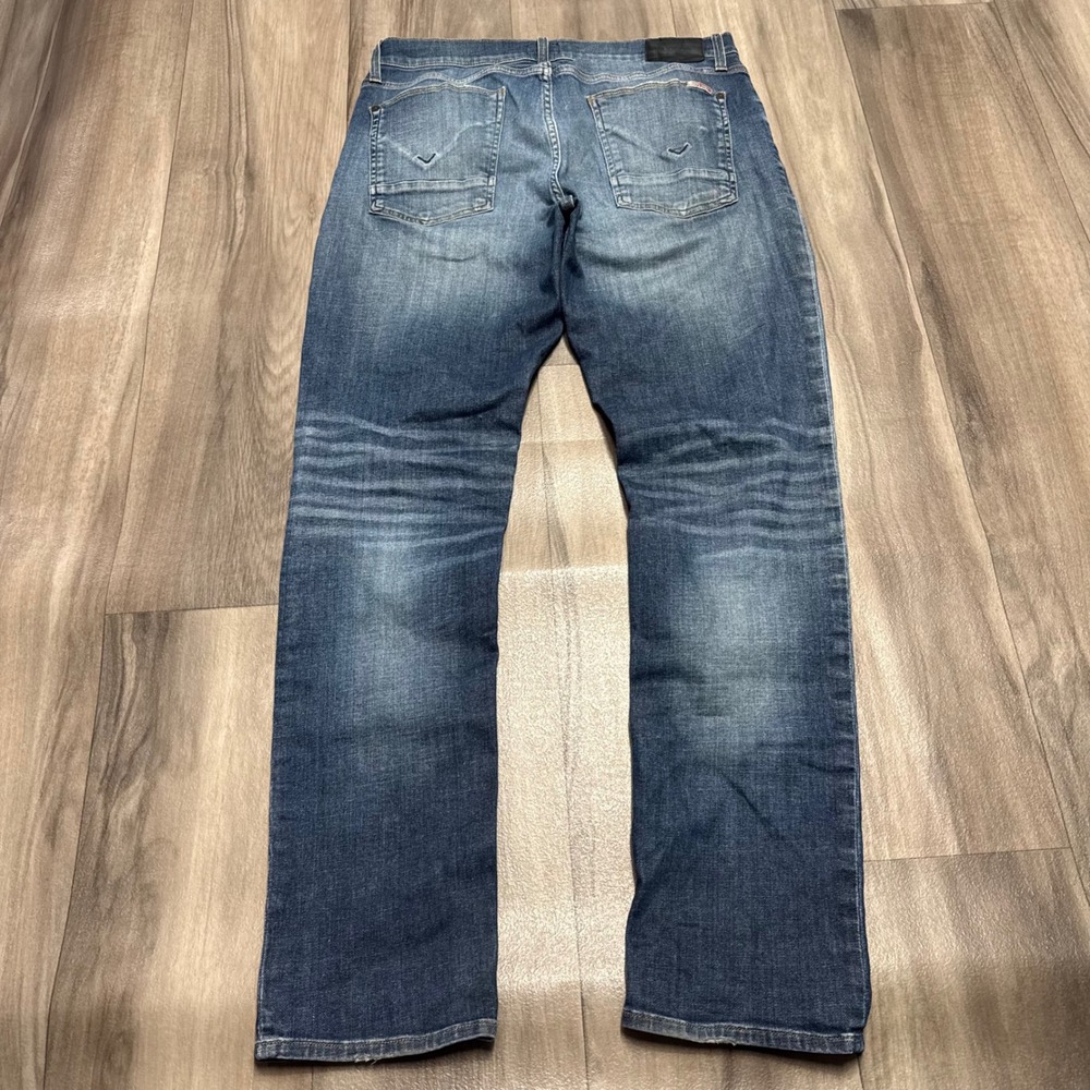 Hudson Blake Slim Straight Distressed Jeans Blue Medium Wash Mens 34 x 31